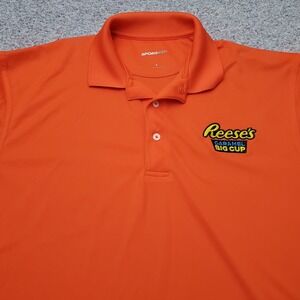 Reese's Chocolate Peanut Butter Logo Polo Shirt Large Orange Golf Collared